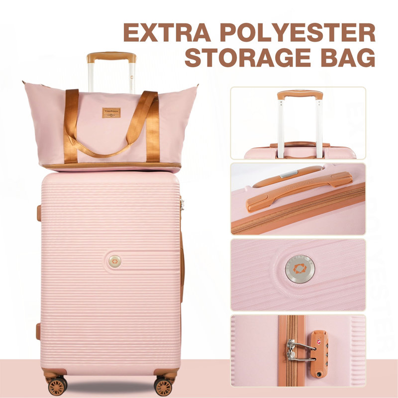Ensemble 6 pièces de valises rigides Hardshell avec roulettes TSA Lock, Pink