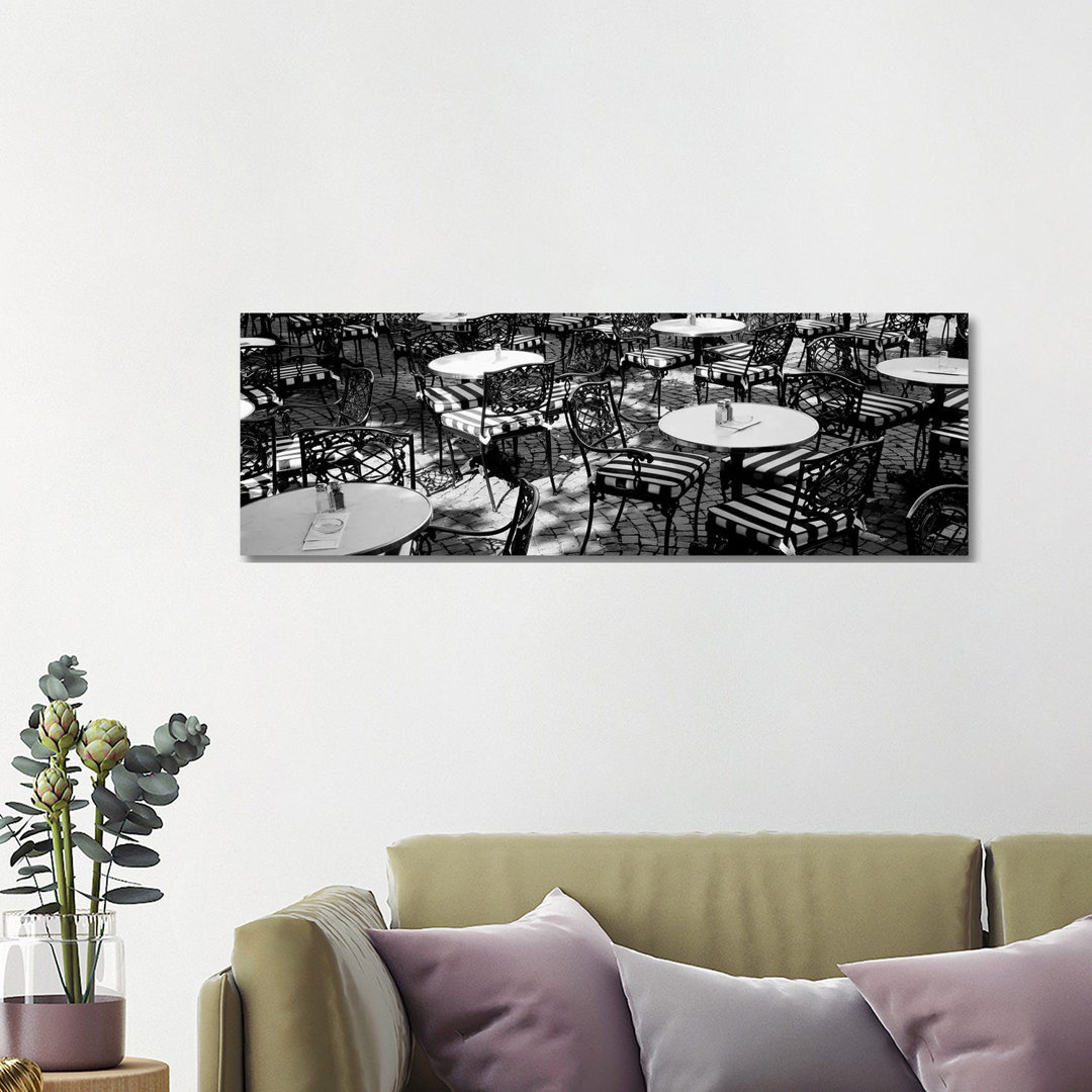 Street Cafe, Frankfurt, Germany - Wrapped Canvas Panoramic Print