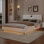 Lit plateforme tapissier luxueux en similicuir avec tête de lit épaisse, haut-parleurs Bluetooth et lumière DEL RVB, aucun sommier nécessaire-863643145-863643142