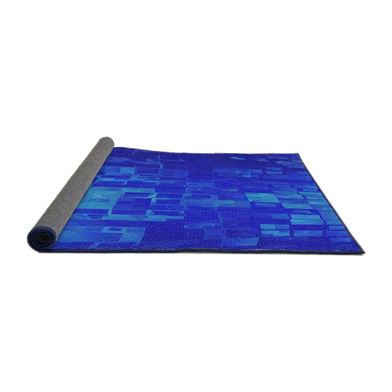 Tapis de zone bleue à motifs, Rond 4 pi
