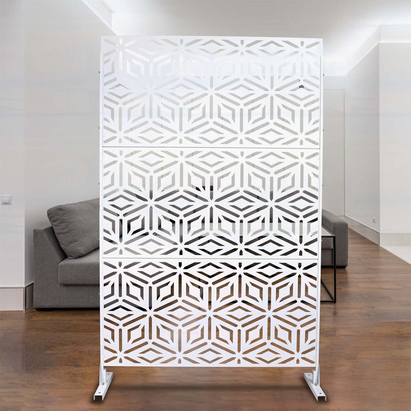 Écran d'intimité élégant en métal pour l'extérieur, idéal pour le patio et le jardin, White