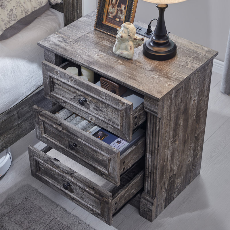Table de chevet 26 po avec station de charge Burlington, Gris, 1