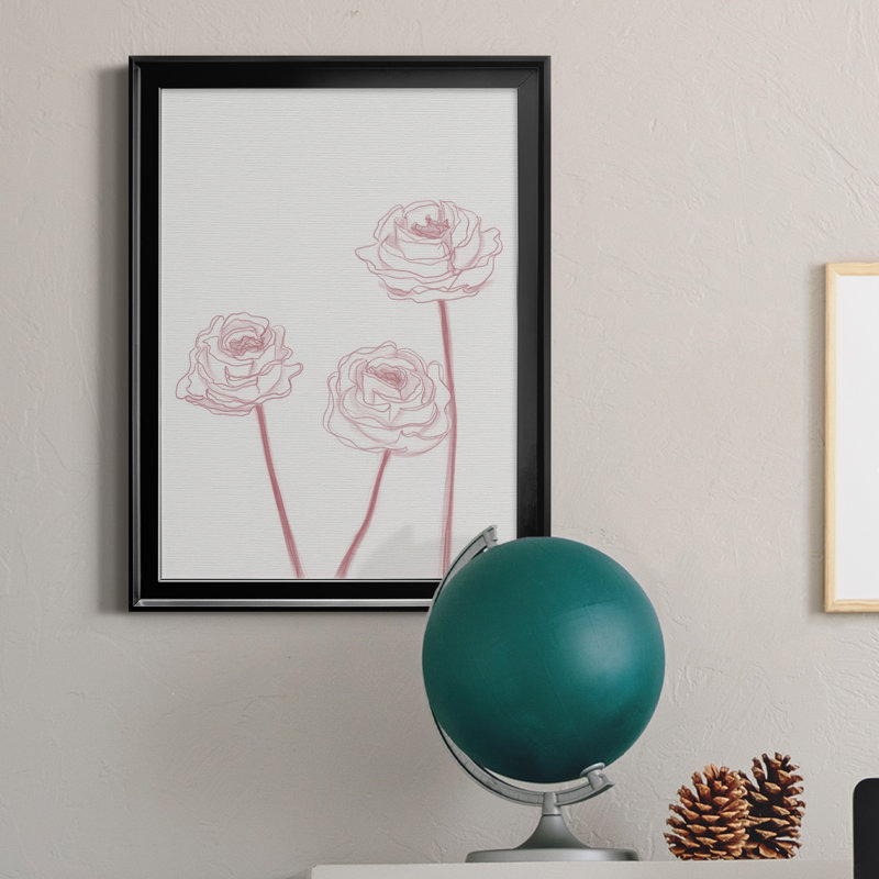 Peony Blooms Ii - reproduction d'art sur toile, H 18,5 po x l 24,5 po x P 1,5 po, Toile avec cadre noir