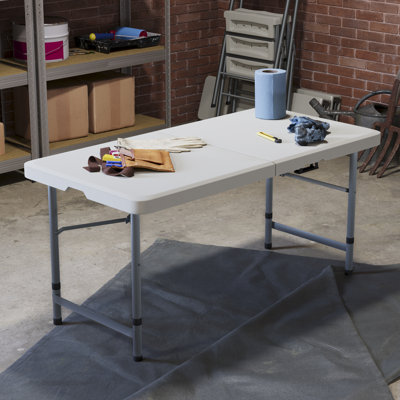 4ft Folding Table With Heavy Duty Metal Frame For Indoor/Outdoor Use With Carry Handle
