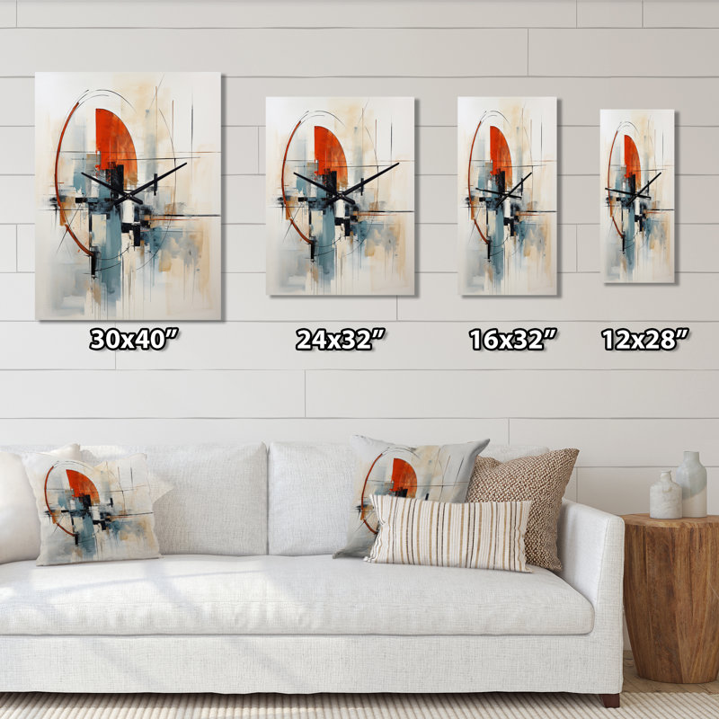 Horloge murale abstraite colorée Mid Century, Petit