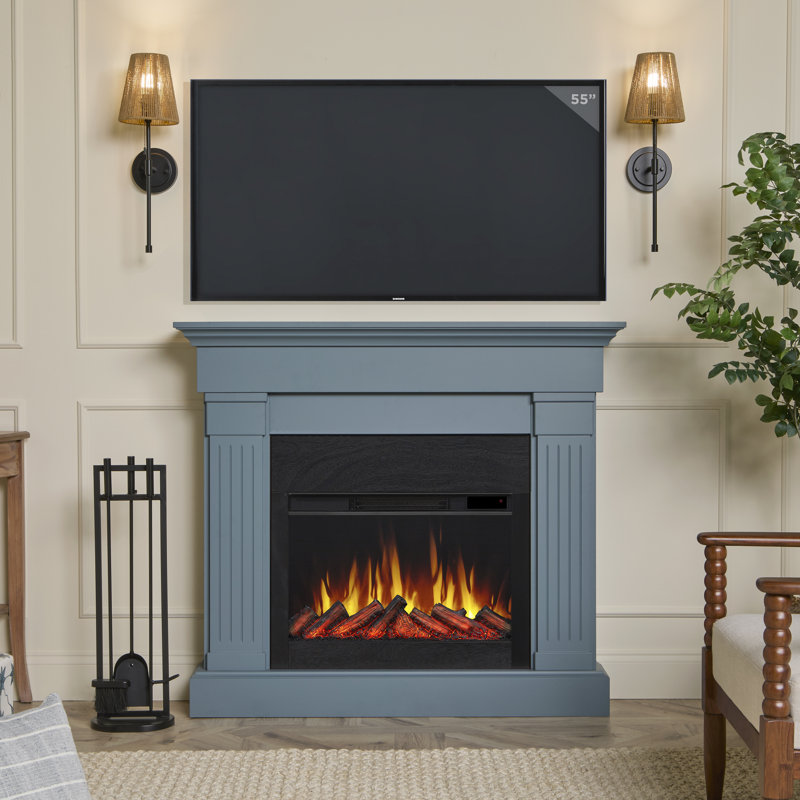 Crawford 48" Slim Electric Fireplace in Aged Denim by Real Flame