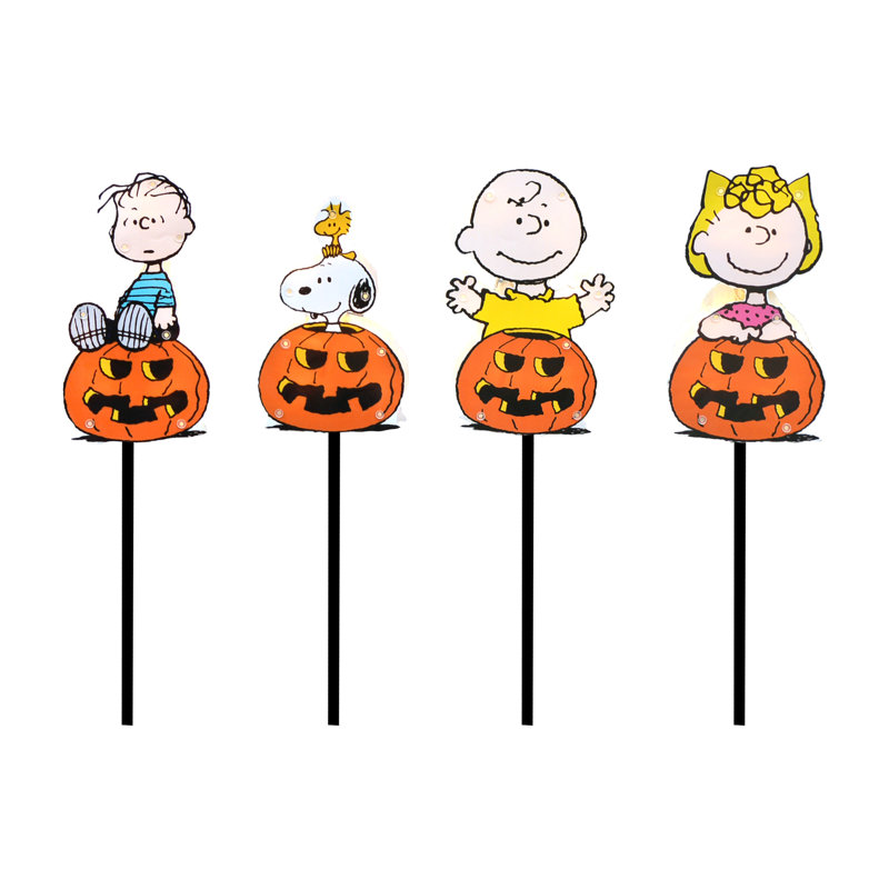 26 po Peanuts PreLit PVC Pathway Markers 4count Great Pumpkin Gang