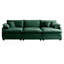 Canapé modulaire Mid-Century 3 places avec 2 accoudoirs et 3 coussins décoratifs, tissu en velours côtelé vert