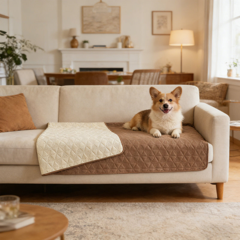 Housse pour canapé imperméable et antidérapante pour animal de compagnie, 70 po x 30 po, brun, BWL