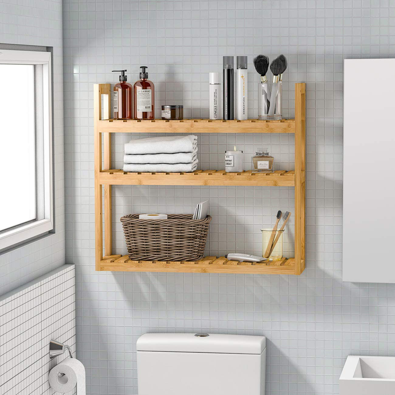 Ebern Designs Veon Solid Wood Bathroom Shelves | Wayfair