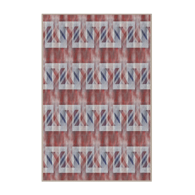 Rouge Tapis décoratif géométrique, Rectangle 7 pi x 10 pi