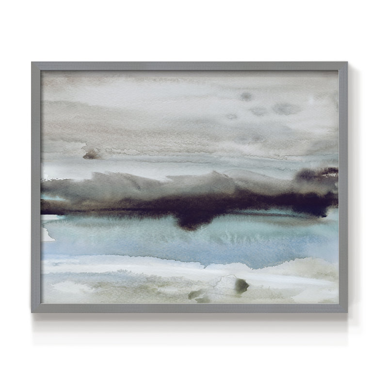 Quiet Coast -Framed Print - Restickable, 22" H x 28" W, Gray
