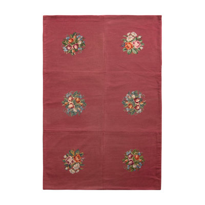 One-of-a-Kind 4' X 6' 1910s Wool Area Rug in Red