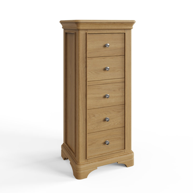 Joulon 5 Drawer Tallboy Chest of Drawers. Fully Assembled., Brown
