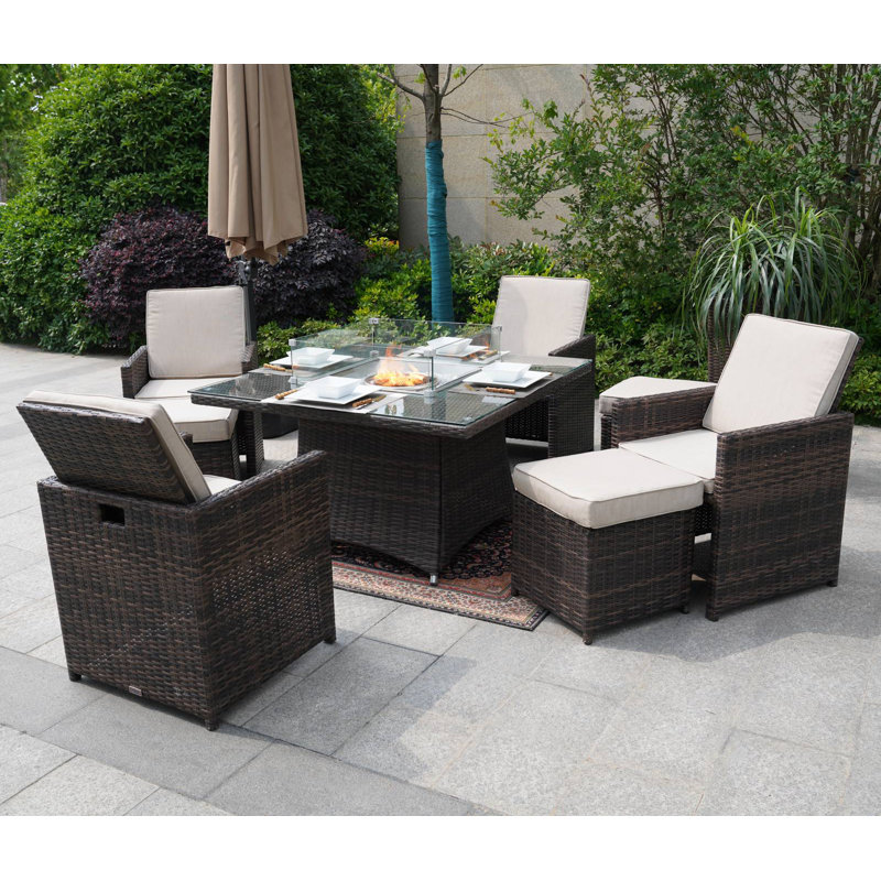 8 - Person Wicker Patio Dining Set with Square Table , Cushions Included