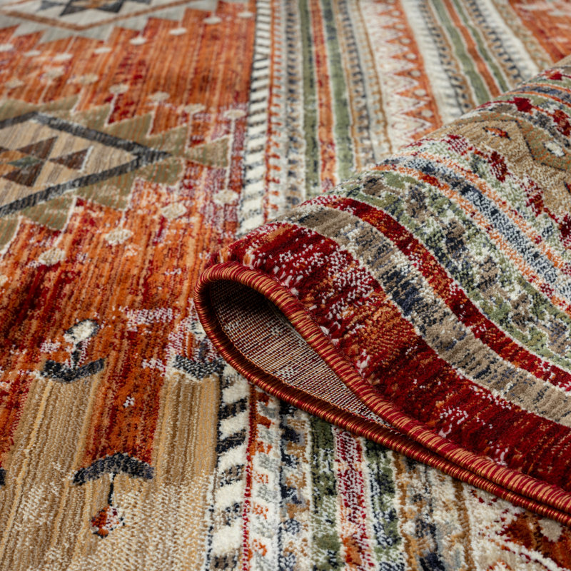 Sunia Southwestern Area Rug in Red, Rectangle 7'7" x 10'2"