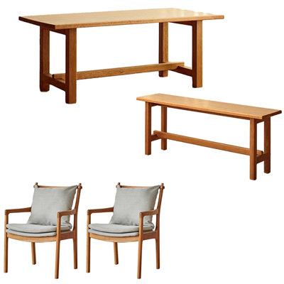 Table de salle à manger en bois massif et bois de cerisier