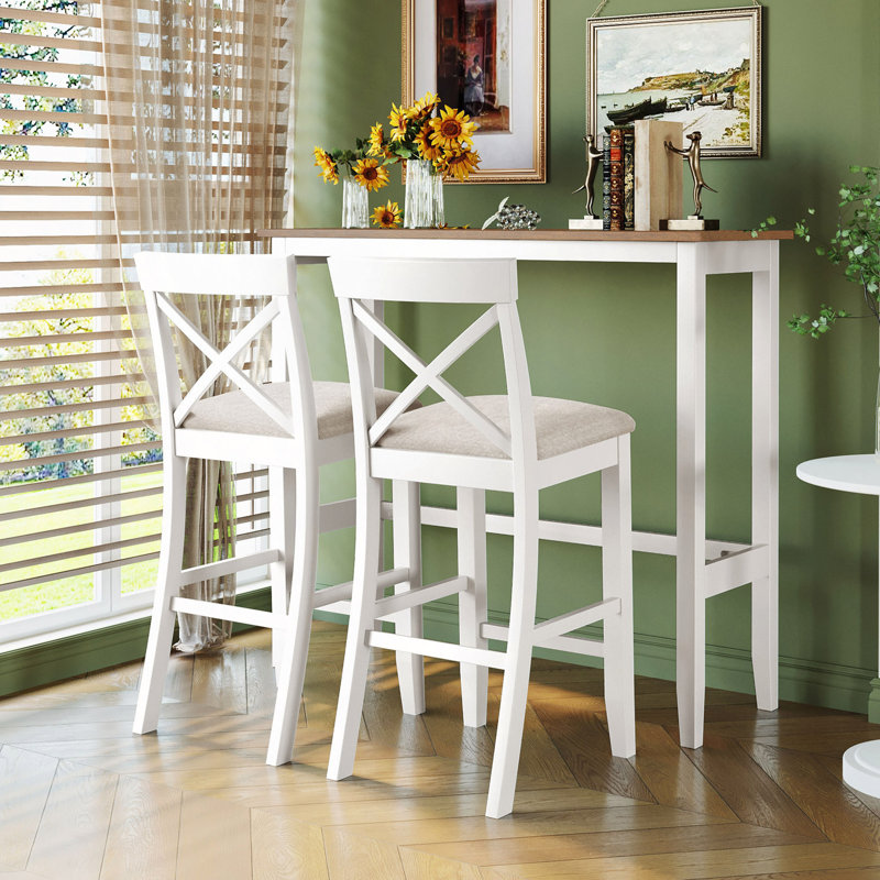 Ensemble de coin-repas 48 po avec 2 chaises pour petits espaces 48 po, Blanc, Brun