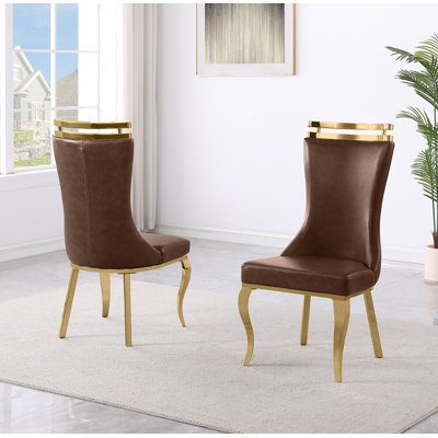 Chaises de salle à manger Leathaire avec structure chromée