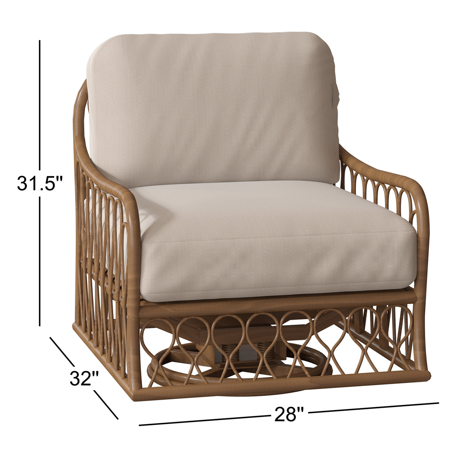 Cane Outdoor Chair with Sunbrella® Cushions, Linen Antique Beige Sunbrella®