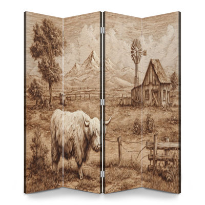 Paravent rustique à 4 panneaux séparant la cloison Royal Vintage