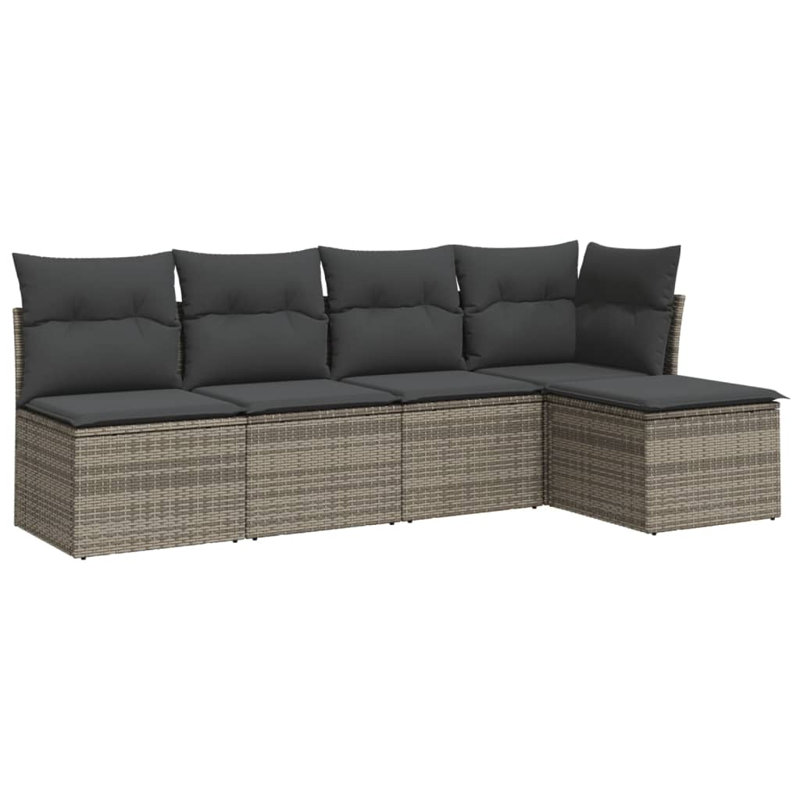 Ensemble de canapé de jardin Vidaxl PE rotin gris, acier thermolaqué, tissu de polyester