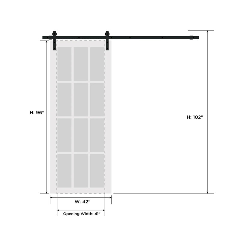 Mela Frosted Glass Standard White Door Slab, 42" x 96"
