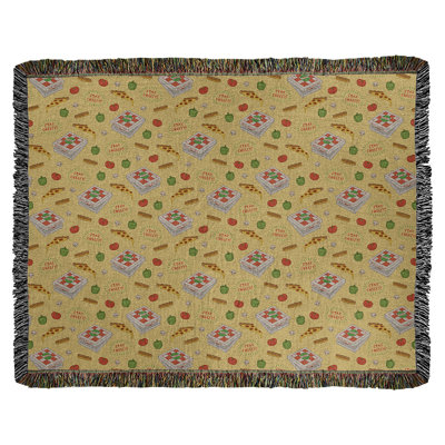 Couverture en coton tissée pizza