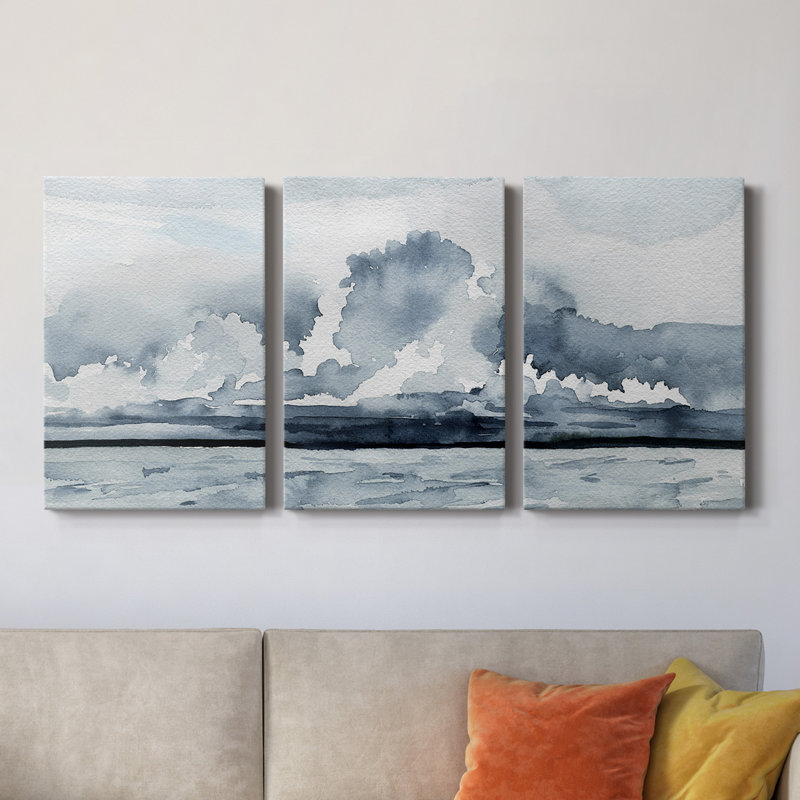 «Passing Rain Storm II» - Toile tendue avec châssis de qualité supérieure - Prêt à être accroché, H 18 po x l 36 po x P 1 po