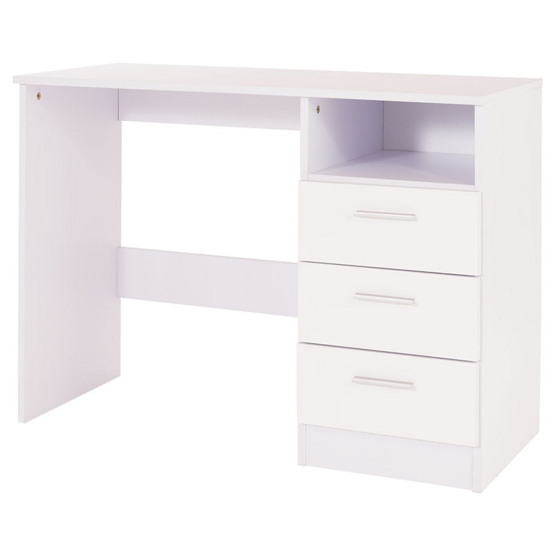 Buckleton Writing Desk, White Gloss/White