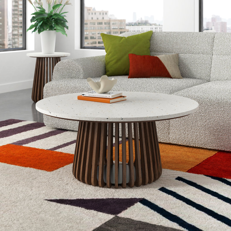 Table basse Calera Terrazzo avec base en bois massif
