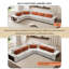 Canapé modulaire modulaire en forme de L avec accoudoirs et structure en bois, élégant et confortable