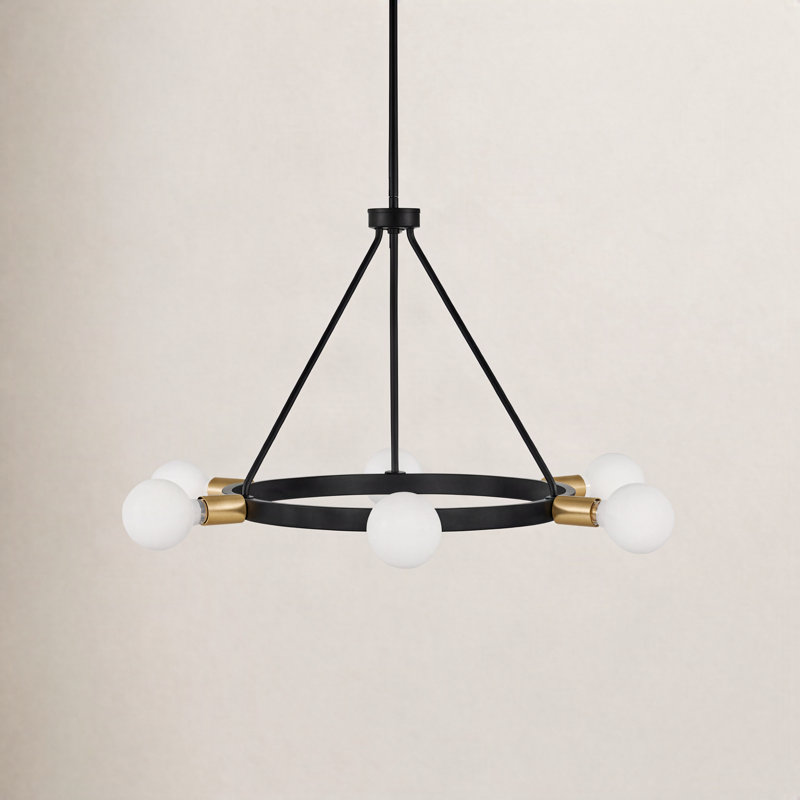 Chianti 6 - Light Steel Wagon Wheel Chandelier, Black