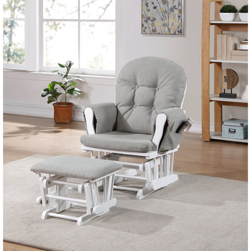 Fauteuil coulissant Mason en bois blanc et en tissu d'huître
