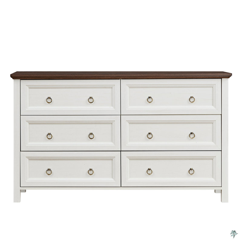 Commode 6 tiroirs Farmhouse, Brun / Blanc