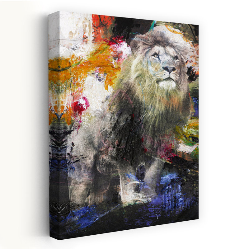 Lion, art urbain contemporain, H 24 po x l 16 po