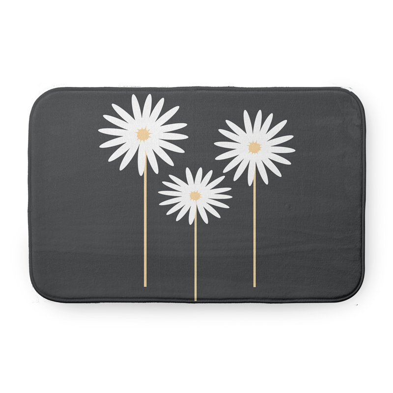 Tapis de bain à imprimé floral, L 21 po x L 34 po, Gris