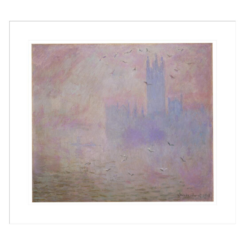 Les maisons du Parlement, mouettes par Claude Monet, impression giclée sur cadre, H 23,5 po x l 25,94 po