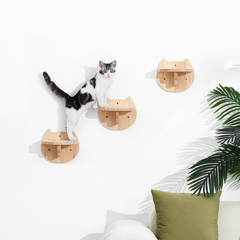 3Pcs Cat Face Wall Mounted Shelves Set