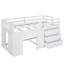 Lit mezzanine simple blanc avec armoire en bois massif, armoire et tablette pour la chambre à coucher-829514076