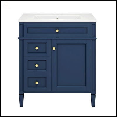 30-Inch Modern Bathroom Vanity With Top Sink, Ample Storage, And Durable Design For Efficient Organization