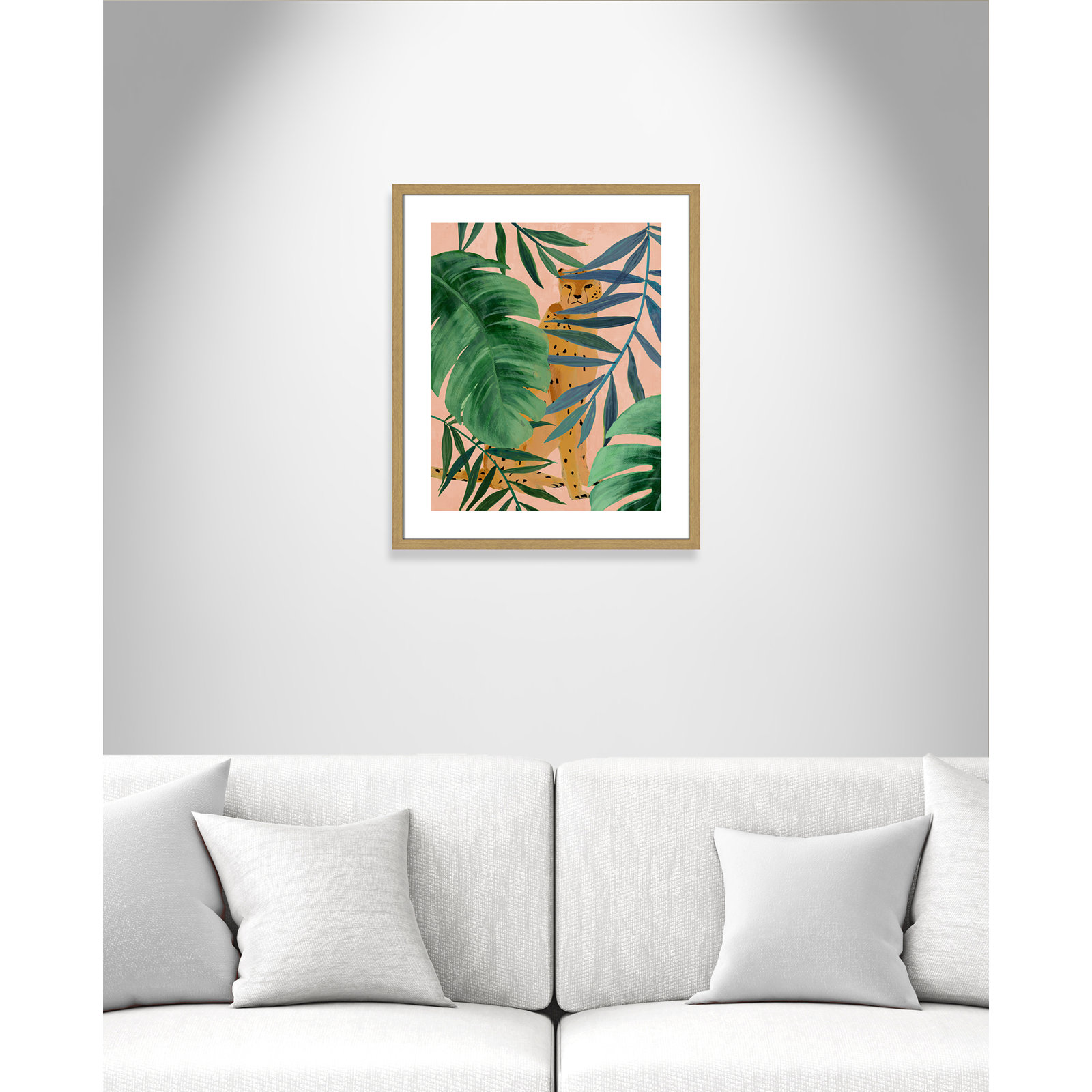 Silent Jungle - Painting Print, Beige Wood Framed Paper, 25.5" H x 21.5" W x 0.75" D
