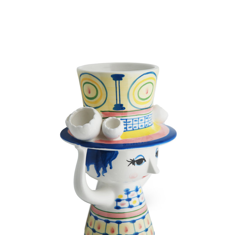 With Hat Vase H 8.1" Blue