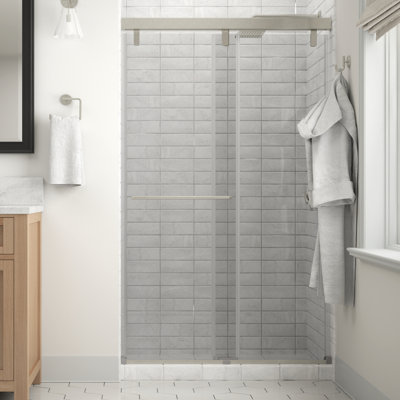 Porte de douche coulissante semi-sans cadre 48 po x 71-1 / 2 po Delta Classic, verre transparent de 1/4 po (6 mm)