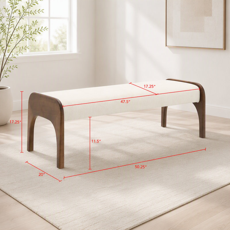 Banc long rembourré 50,25 po, Beige