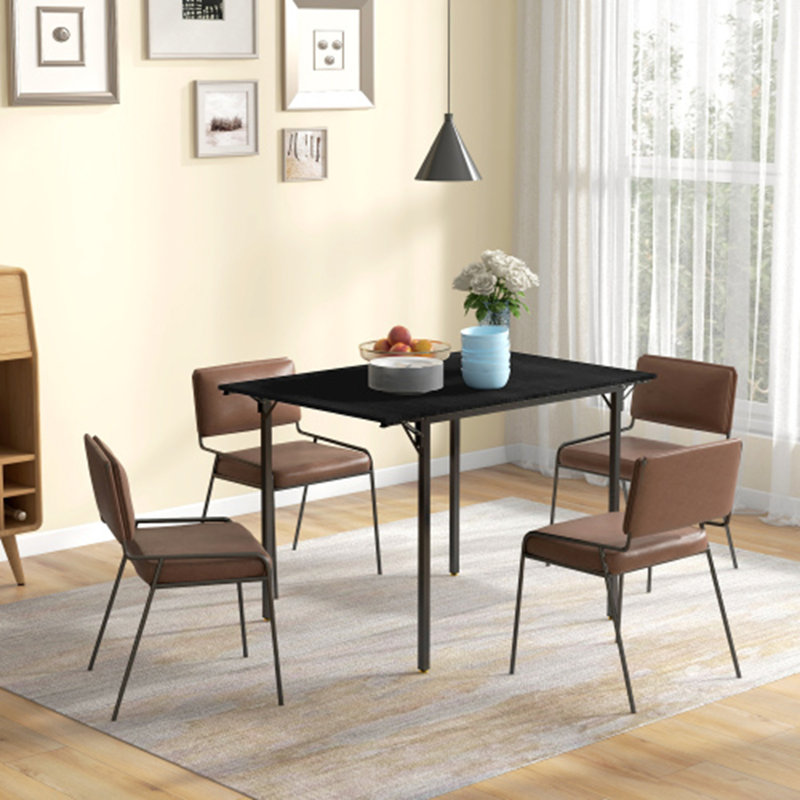 HOMCOM Industrial Folding Dining Table for 2 to 4, Space Saving Drop Leaf Kitchen Table for Small Spaces, Walnut, Black
