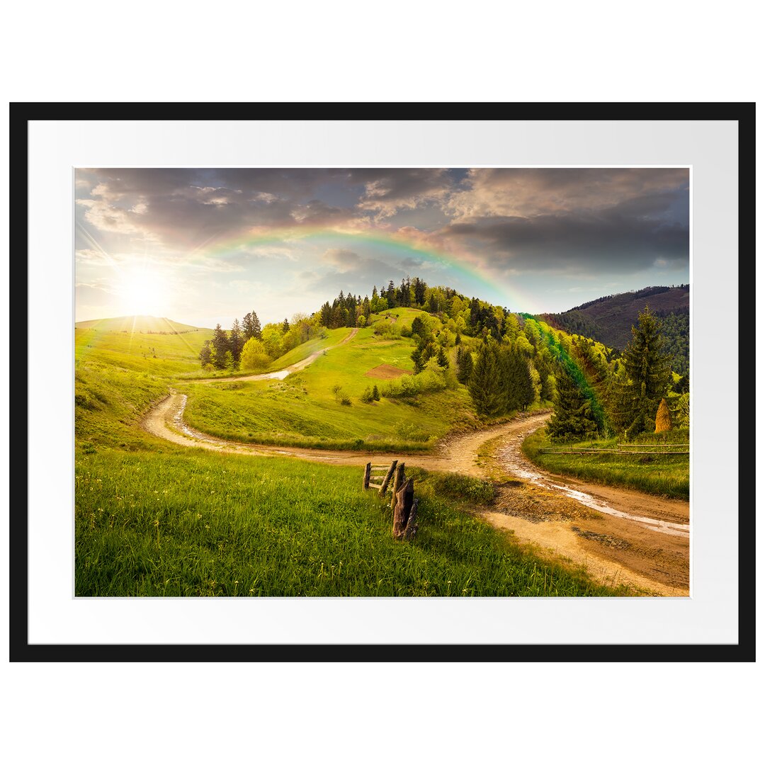 Gerahmtes Poster Landschaft mit Regenbogen