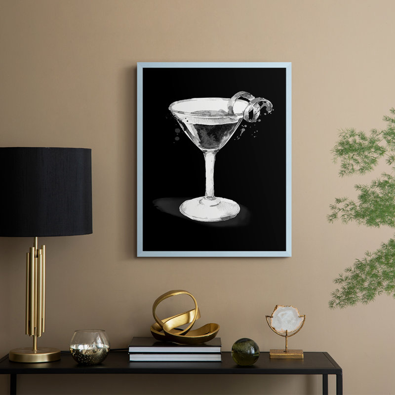 Habillé de martini noir, reproduction encadrée - bois massif, H 11 po x l 9 po, Bleu