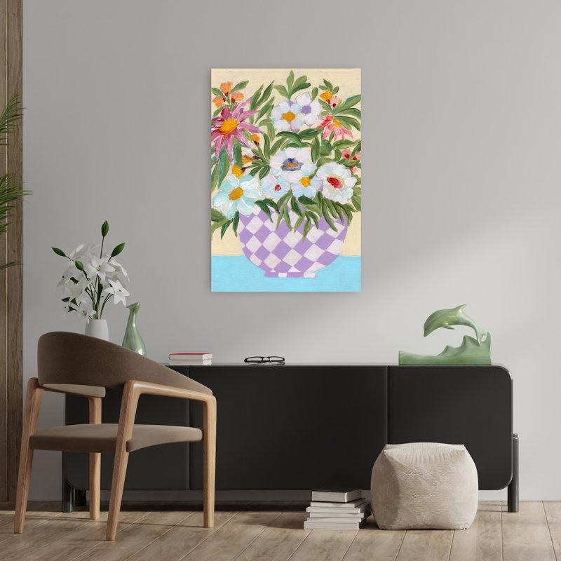 Joyeux bouquet de fleurs moderne abstrait contemporain lavande fleur art mural