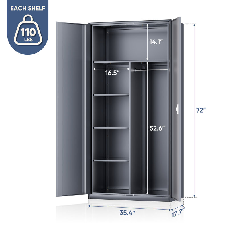 Armoires de rangement en métal avec serrure, Gris